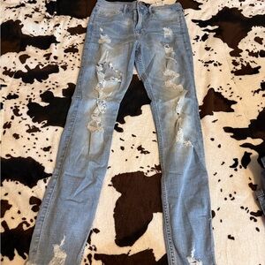 Hollister Light Blue Distressed Skinny Jeans